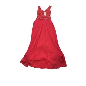 Sublime Red Lace Chiffon Maxi Evening Gown Beaded Waist Prom Dress 1877H S/M NEW